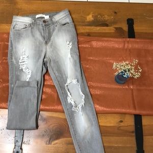 Grey Vibrant Ripper Skinny Jeans